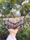 Cowhide Fur Clutch Hand Tooled Carving Leather Wallet Multi Uses Western Leather Stylish Wallets for Women's