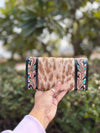 Cowhide Fur Clutch Hand Tooled Carving Leather Wallet Multi Uses Western Leather Stylish Wallets for Women's