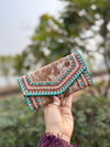 Clutch for Women's Hand Tooled Carving Wallet Clutch Western Stylish Cowhide Fur Wallet