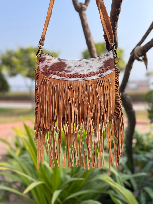 Women's Cross Body Handbag Suede Leather Fringe Purse Soft Stylish Handmade Bags