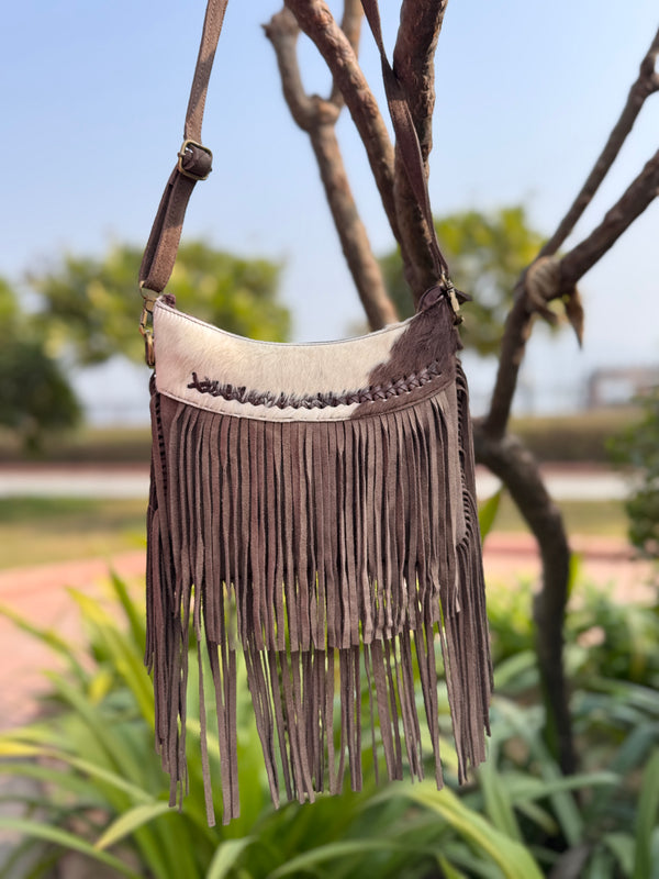 Women's Cross Body Handbag Suede Leather Fringe Purse Soft Stylish Handmade Bags