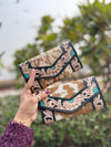 Cowhide Fur Clutch Hand Tooled Carving Wallet Hair on Hide Stylish Clutches for Women's