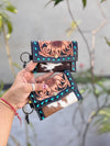 Western Hair on Cowhide Leather New Hand Tooled Carving Small Coin PurseMini Wallet for Women Gifts
