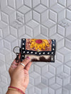 Western Hair on Cowhide Leather New Hand Tooled Carving Small Coin PurseMini Wallet for Women Gifts