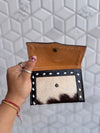 Western Hair on Cowhide Leather New Hand Tooled Carving Small Coin PurseMini Wallet for Women Gifts