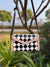 Hand Tooled Leather Clutch Phone Case Stylish Genuine Leather Black Checker PatternWallets for Women