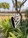 Hand Tooled Leather Clutch Phone Case Stylish Genuine Leather Black Checker PatternWallets for Women