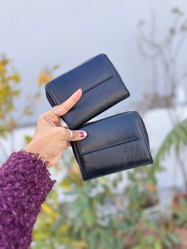 Genuine Leather Premium RFID Blocking Large Capacity Full Grain Slim Purse Card Wallet Short Wallet Cash Holder ID Cards