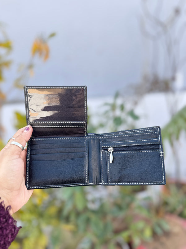 Genuine Leather Credit Card ID Card Holder Bi fold Wallet Business Card Purse Slim Wallet for Men's