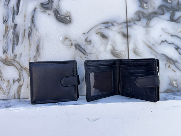 Men's Wallet Zipper Cash Card Holder Money Wallet Full Grain Genuine Leather