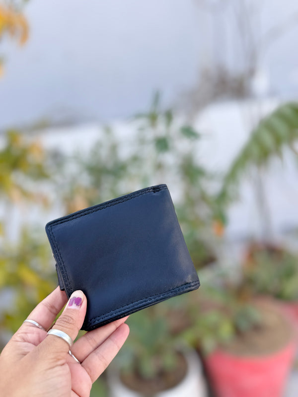 Men's Wallet Zipper Cash Card Holder Money Wallet Full Grain Genuine Leather