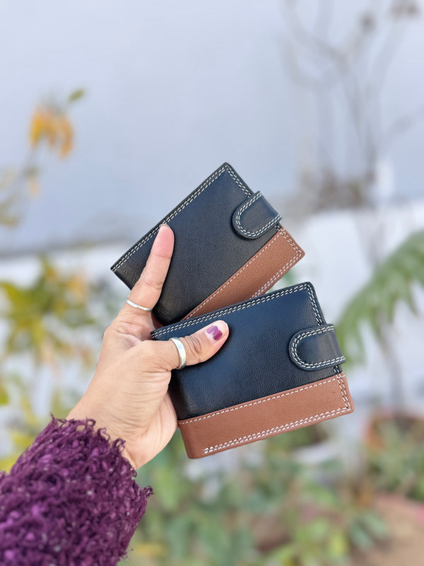 Genuine Leather Credit Card ID Card Holder Bi fold Wallet Business Card Purse Slim Wallet for Men's