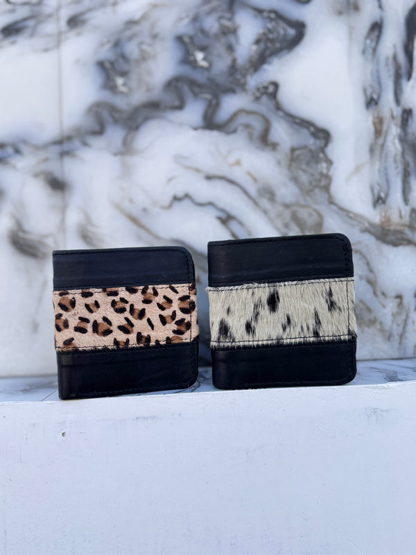 Genuine Leather Wallet Animal Print Men's Wallet Leopard Fur Card Holder