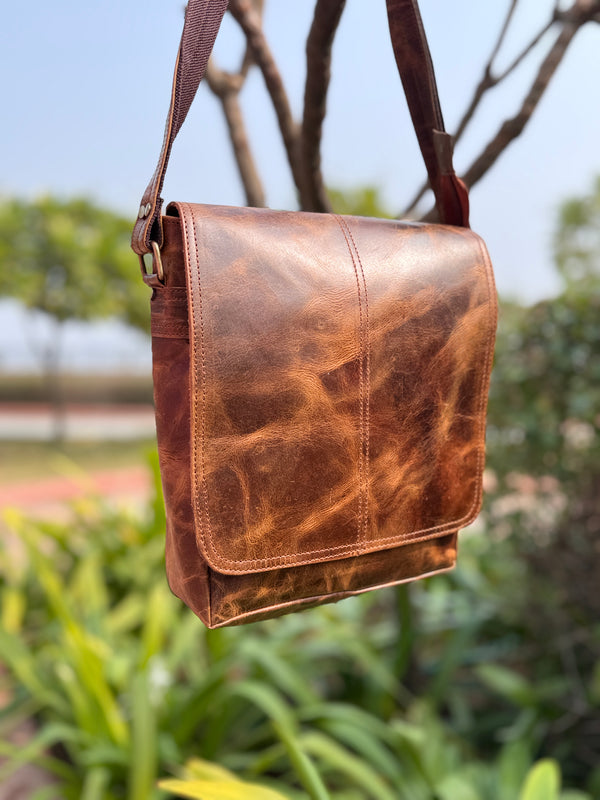Crunch Leather Handmade Sling Bag Real Leather Handbag Cross Body Bags
