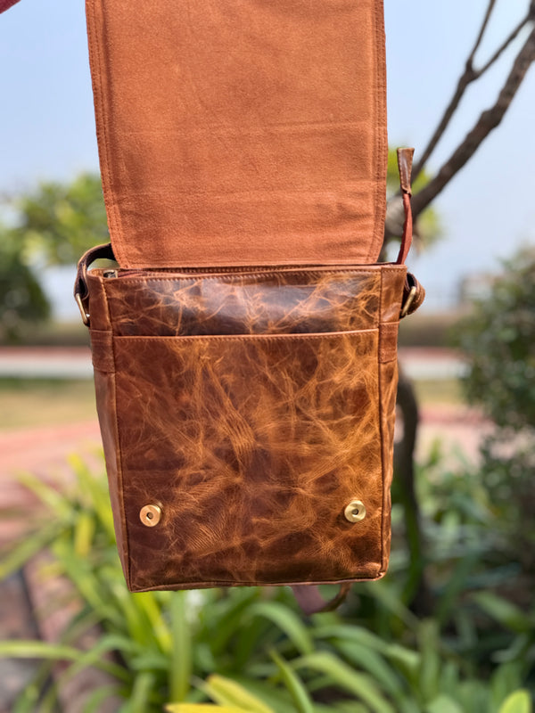 Crunch Leather Handmade Sling Bag Real Leather Handbag Cross Body Bags