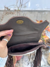 Real Cowhide Fur Fringe Hand Tooled Carving Phone Purse Sling Bag Small Size Bags