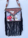 Western Fringe Transparent Clear Bag Stylish Hand Tooled Carving Leather Purse