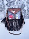 Western Fringe Transparent Clear Bag Stylish Hand Tooled Carving Leather Purse