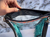 Hand Tooled Carving Leather Fringe Transparent Clear Bag Stylish Purse