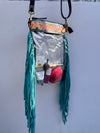 Hand Tooled Carving Leather Fringe Transparent Clear Bag Stylish Purse