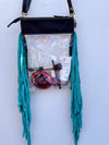 Hand Tooled Carving Leather Fringe Transparent Clear Bag Stylish Purse