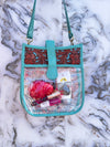 Hand Tooled Carving Leather Transparent Clear Bag for Women's Multi Use