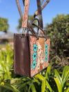 Cowhide Fur Tote Bag Stylish Leather Purse Hair on Hide Carving Hand Tooled Bags
