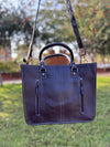 Cowhide Fur Tote Bag Stylish Leather Purse Hair on Hide Carving Hand Tooled Bags