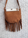 Western Style Cowhide Leather Fringe Carving Turquoise Colour Border Handbag Sling Bag Bohemian Fringe Bag