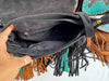 Western Style Cowhide Leather Fringe Carving Turquoise Colour Border Handbag Sling Bag Bohemian Fringe Bag