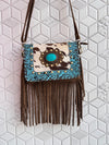 Real Cowhide Fringe Handbag Turquoise Stone Sling Bag Gypsy Boho Vintage Handmade BagStylish Bags (Copy)