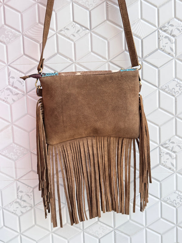 Real Cowhide Fringe Handbag Turquoise Stone Sling Bag Gypsy Boho Vintage Handmade BagStylish Bags (Copy)