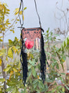Hand Tooled Carving Leather Fringe Transparent Clear Bag Stylish Phone Purse