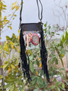 Hand Tooled Carving Leather Fringe Transparent Clear Bag Stylish Phone Purse
