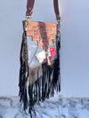 Western Fringe Transparent Clear Bag Stylish Hand Tooled Carving Leather Purse