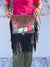 Western Fringe Transparent Clear Bag Stylish Hand Tooled Carving Leather Purse