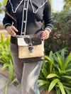 Cowhide Leather Handbag Gypsy Boho Hair on Hide Fur Vintage Handmade Western Style Bag