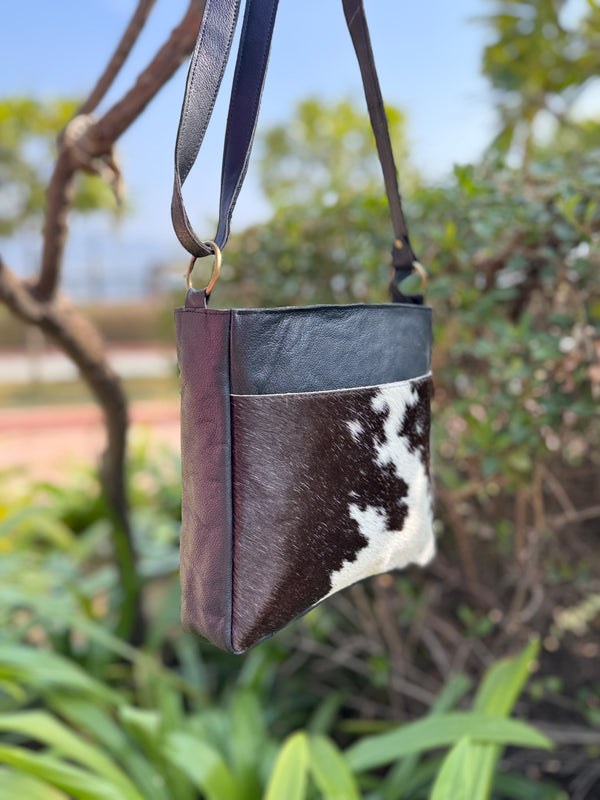 Cowhide Leather Handbag Gypsy Boho Hair on Hide Fur Vintage Handmade Western Style Bag
