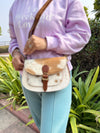 Women's Real Cowhide Fur Leather Western Style Sling Bag Handbag