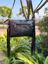 Hand Tooled Carving Leather Fringe Handbag Cowhide Fur Gypsy Vintage Handmade Shoulder Bag