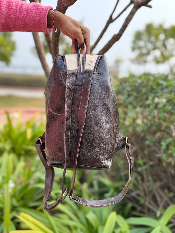 Real Cowhide Fur Backpack Western Style Bags Travel Bags Unisex Bag Wholesale Bulk Product