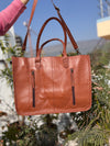 Hand Tooled Carving Leather Tote Bag Stylish Purse Cowhide Fur Leather Bags