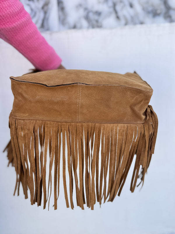 Hair on Hide Fur Fringe Leather Sling Bag Patches Cowhide Fur Handbag