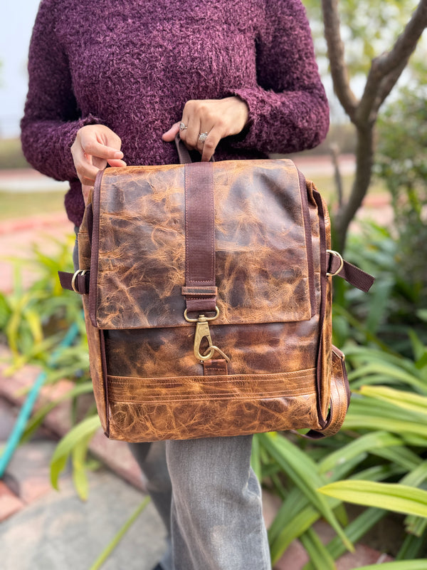 Crunch Leather Backpack StylishReal Leather Backpack Unisex School Bags