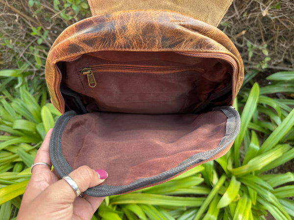 Crunch Leather Backpack Real Leather Backpack School Uses Bag