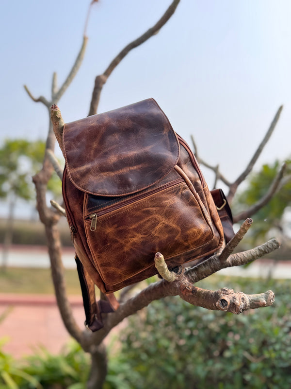 Crunch Leather Backpack Real Leather Backpack School Uses Bag
