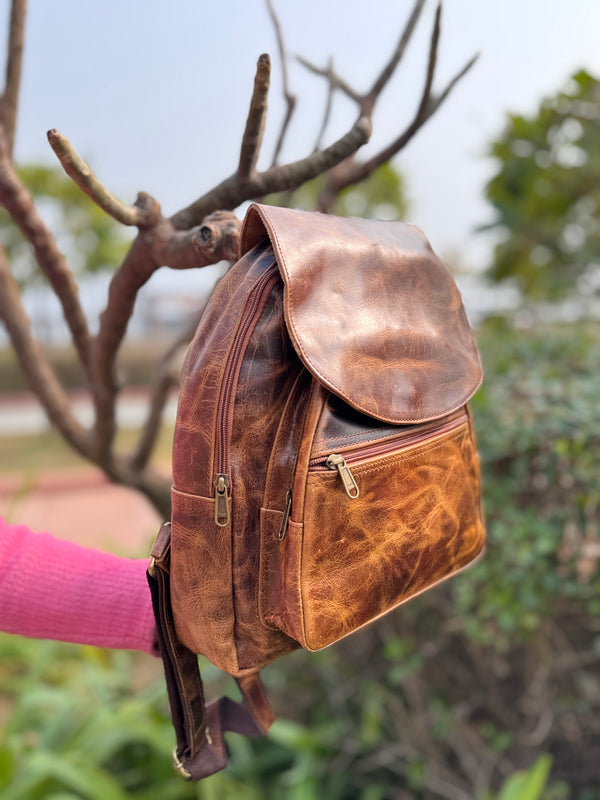 Crunch Leather Backpack Real Leather Backpack School Uses Bag