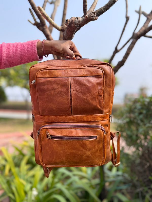 Real Crunch Leather Backpack Laptop Bag Backpack School Bag Notebooks