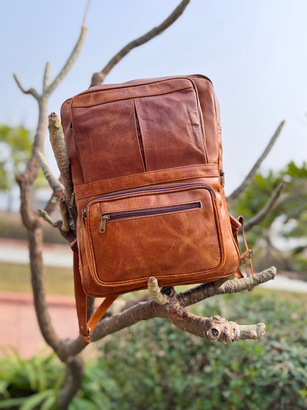 Real Crunch Leather Backpack Laptop Bag Backpack School Bag Notebooks