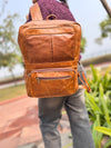 Real Crunch Leather Backpack Laptop Bag Backpack School Bag Notebooks